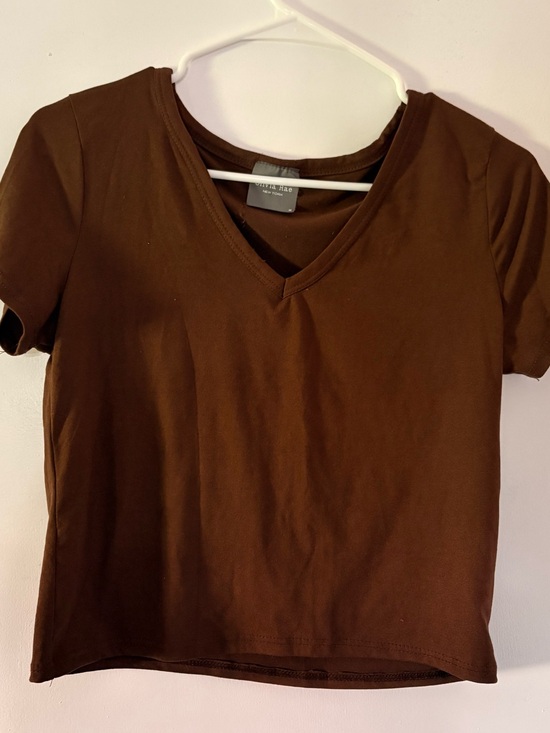 Olivia Rae Tops - Olivia Rae Brown V-Neck Short Sleeve Tee